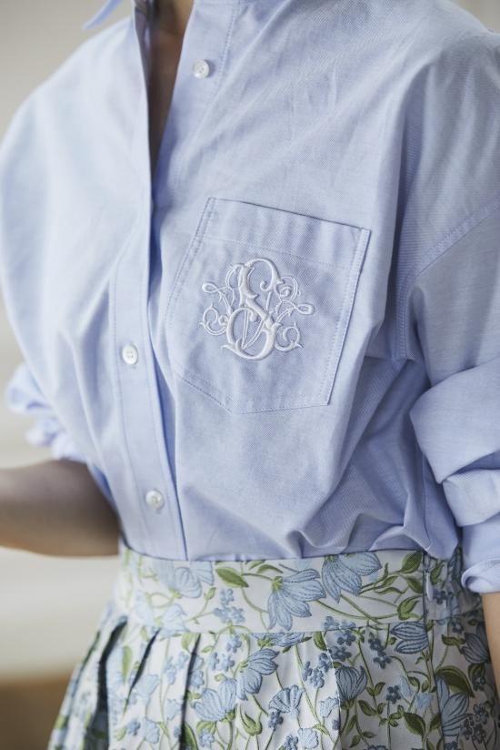 SVT刺繍オックスシャツ(ライトブルー) - seventen