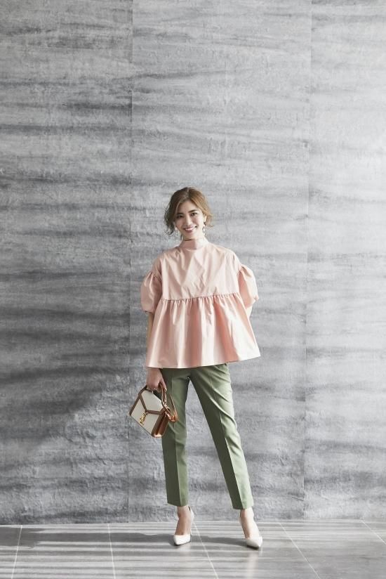 ボウタイブラウス(サーモンピンク) - seventen