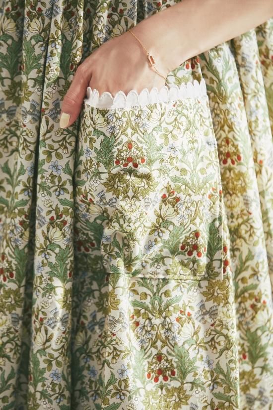 スカラップレースプリントワンピース(クリーム) - seventen