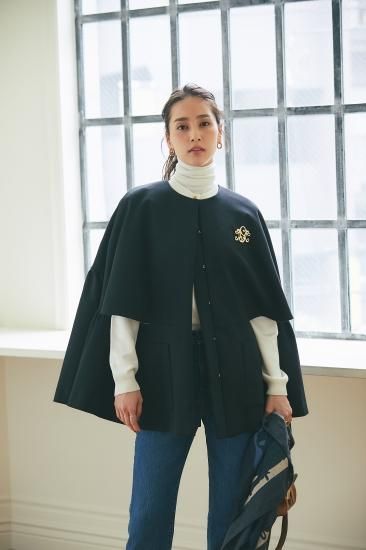 ダブルクロスフレアショートコート(ブラック) - seventen