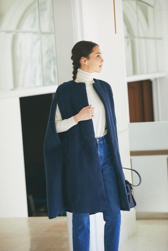 ボアロングケープ(ネイビー) - seventen