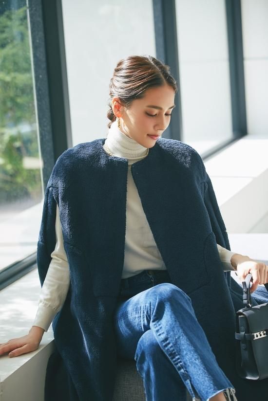 ボアロングケープ(ネイビー) - seventen