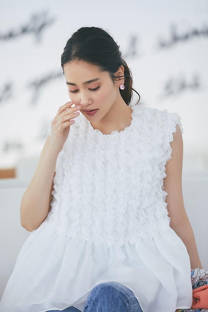 ソフトオーガンジーフリルトップス(ホワイト) - seventen