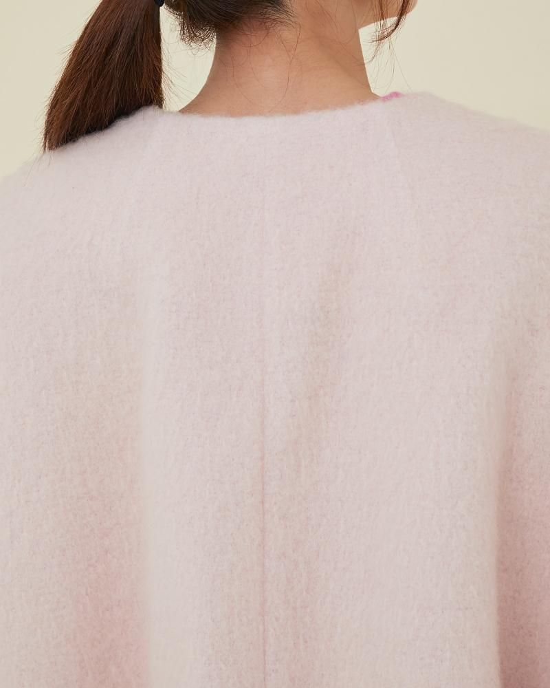 ミディアムコクーンシャギーコート(ピンク) - seventen