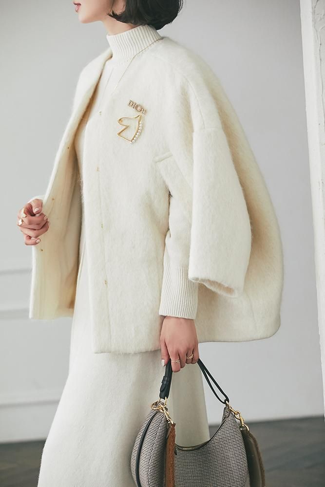 10％off】ミディアムコクーンシャギーコート(オフホワイト) - seventen