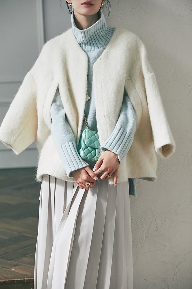 10％off】ミディアムコクーンシャギーコート(オフホワイト) - seventen