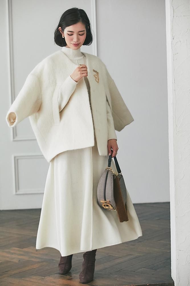 10％off】ミディアムコクーンシャギーコート(オフホワイト) - seventen