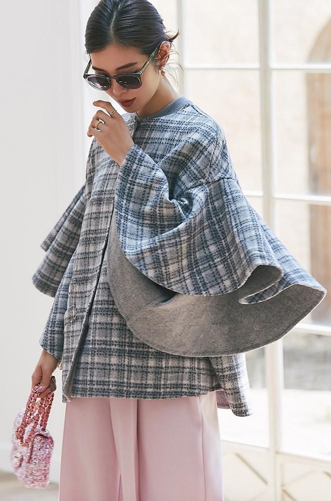 ラッフルスリーブリバーシブルコート(グレー) - seventen