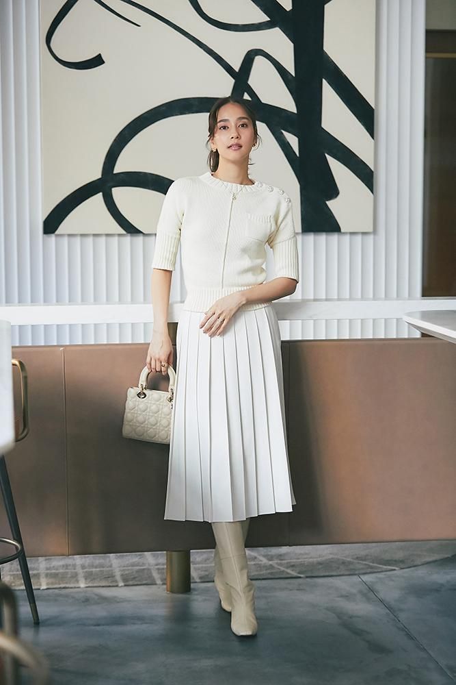 プリーツスカート(オフホワイト) - seventen