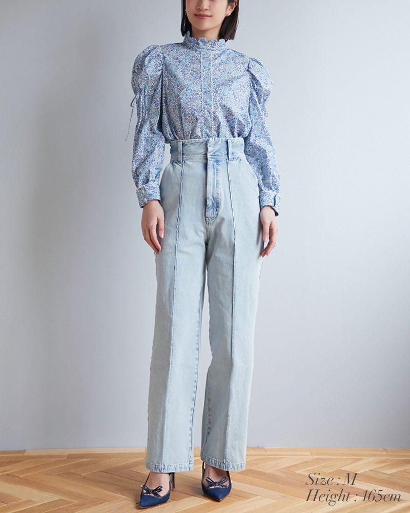 リバティプリントスカラップブラウス(グリーン) - seventen