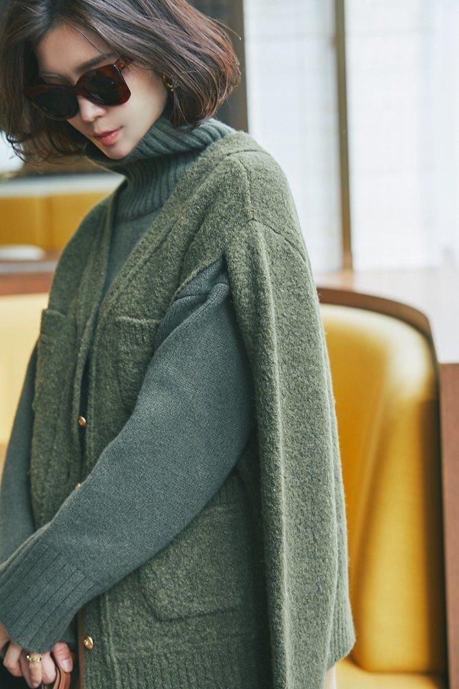 30％off】2WAYメルトンウールカーディガン(カーキ) - seventen