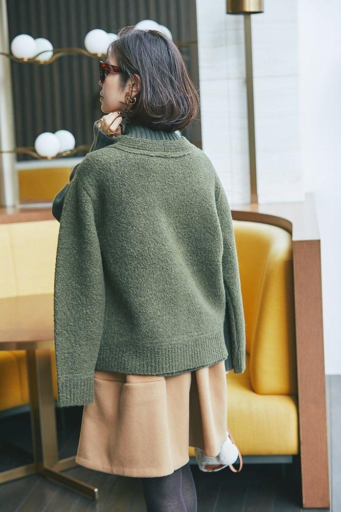 30％off】2WAYメルトンウールカーディガン(カーキ) - seventen