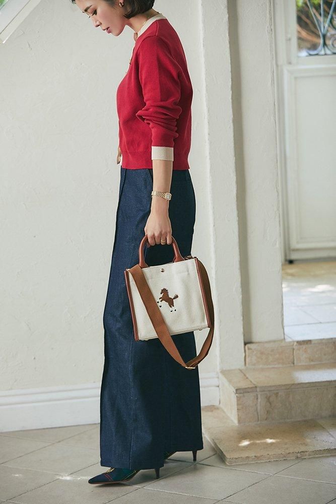 ワンポイント刺繍トートバッグ(オフホワイト/ミニ) - seventen