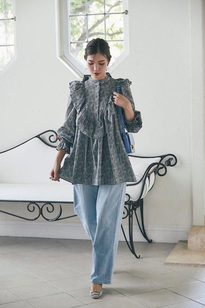 20％off】スクワロルプリントボウタイチュニック(グレー) - seventen