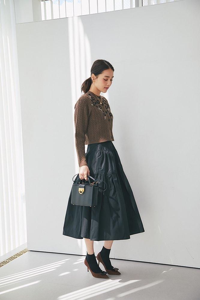 40％off】アップリケケーブルカーディガン(ブラウン) - seventen