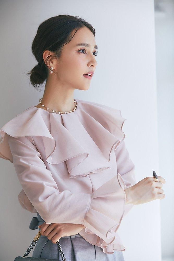シアーラッフルブラウス(ピンク) - seventen