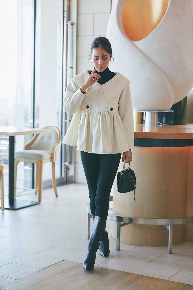 30％off】ビッグカラーブラウス(オフホワイト) - seventen