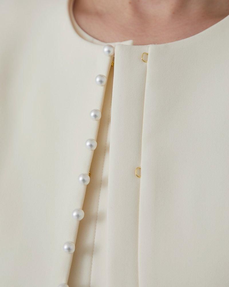 ノーカラーパールジャケット(オフホワイト) - seventen