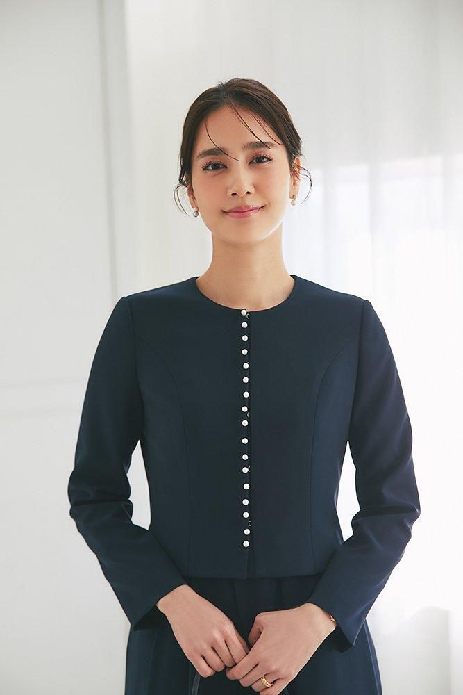 ノーカラーパールジャケット(ネイビー) - seventen