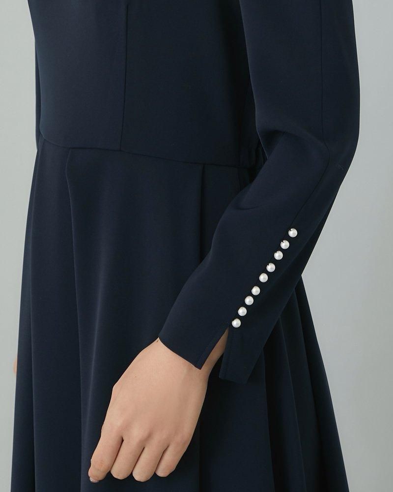 パールトリムタックワンピース(ネイビー) - seventen