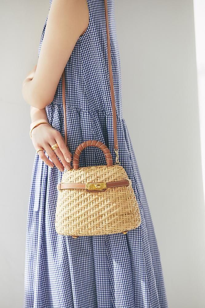 ベルトラタンミニバッグ(キャメル) - seventen