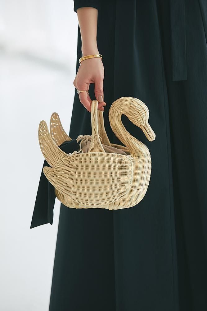 スワンラタンバッグ(ナチュラルオフ) - seventen