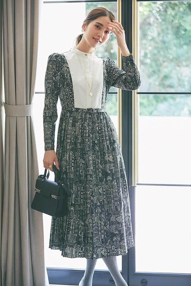 20％off】タウンプリントワンピース(ネイビー) - seventen