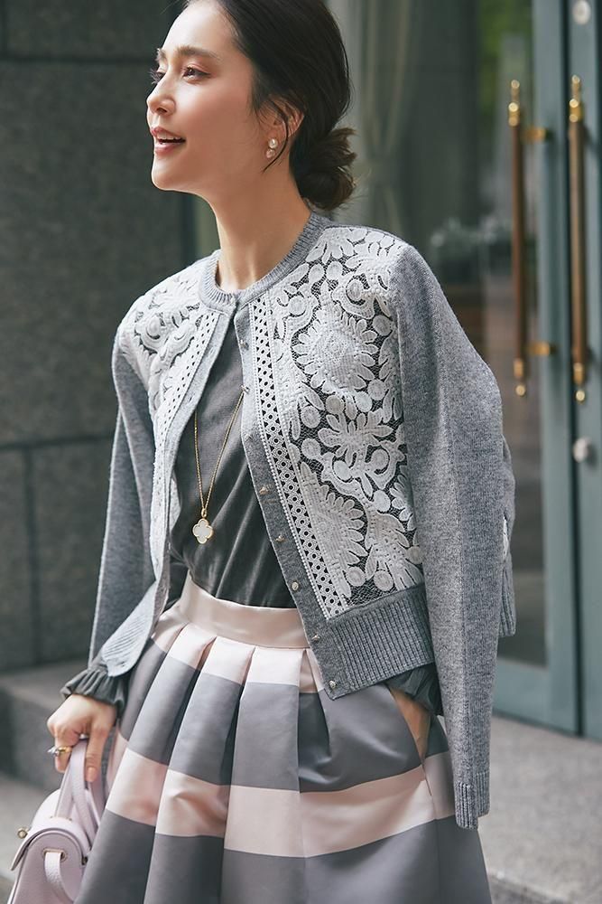 レースカーディガン(グレー) - seventen