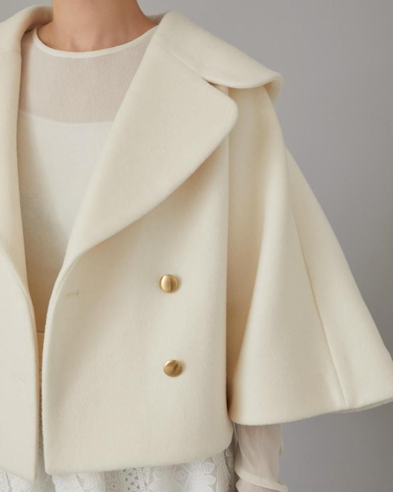 ダブルブレストショートコート(オフホワイト) - seventen