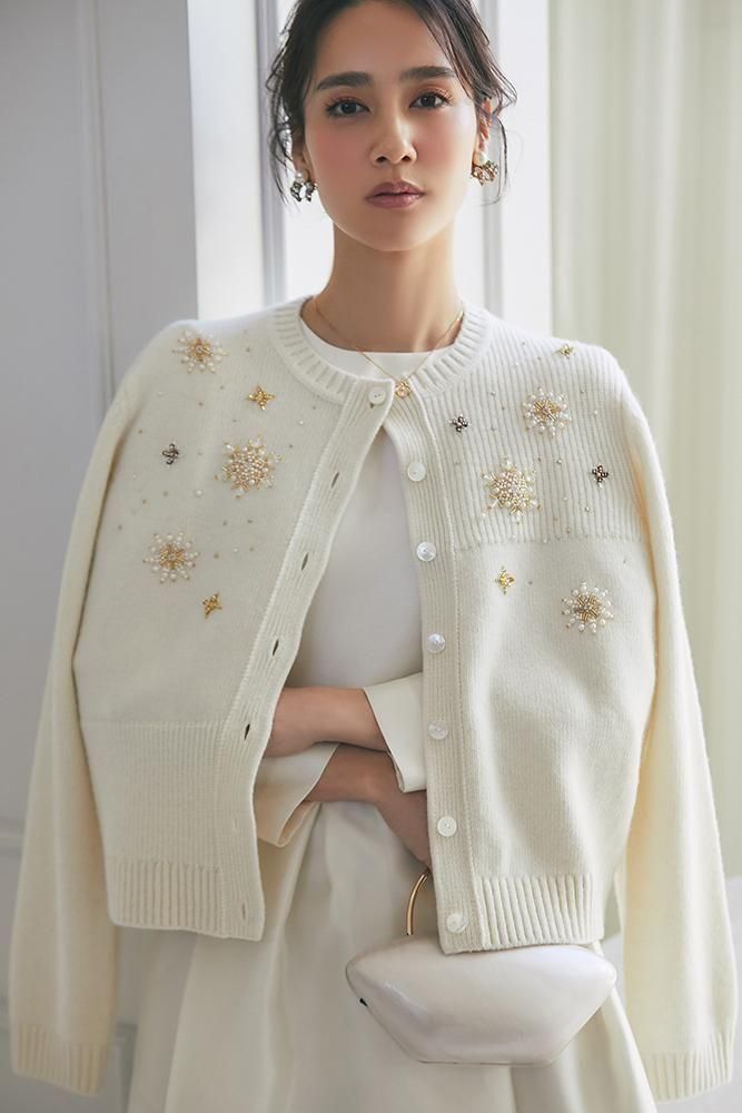 スノーフレイクカーディガン(オフホワイト) - seventen