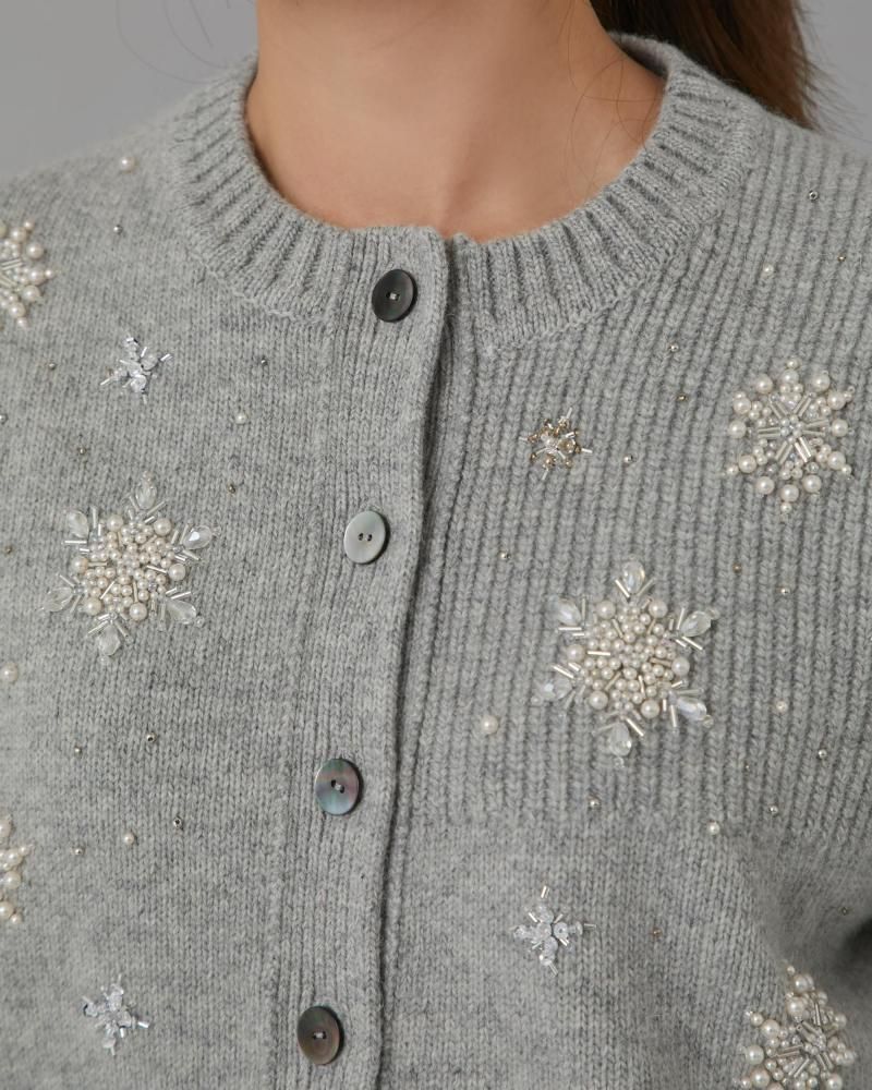 スノーフレイクカーディガン(グレー) - seventen