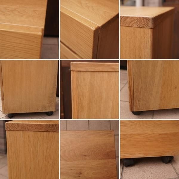 人気のMUJI(無印良品)のオーク無垢材 デスクキャビネット。シンプルで