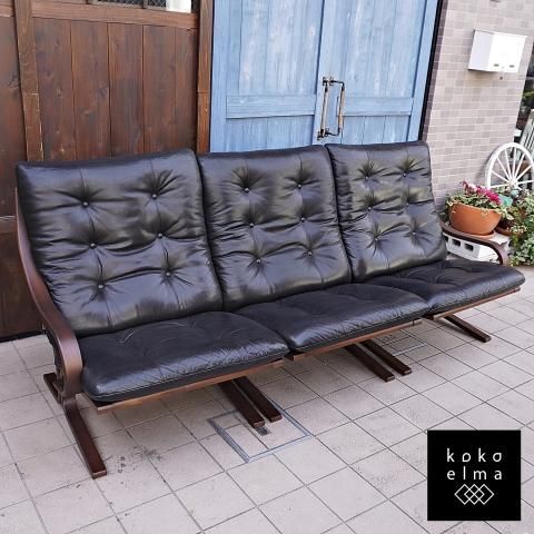 FUJI FURNITURE(冨士ファニチア)のAgio(アージオ) 本革 3Pソファー。曲