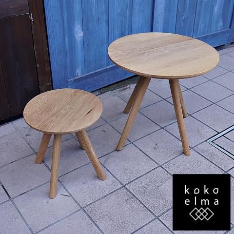 NITORI(ニトリ)ネストテーブル(大)(小)セットです。天然木オーク材の