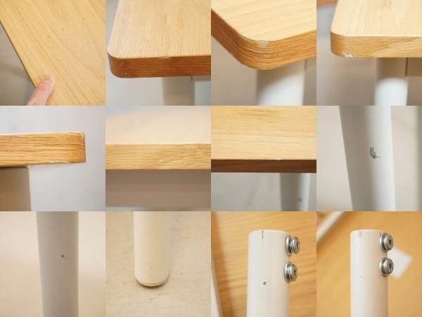 オーク材を使用した無印良品のパーソナルデスク。ホワイトのスチール脚