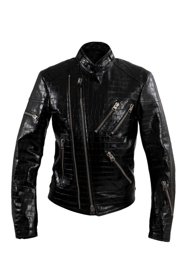 TOM FORD (トムフォード) PRINTED CROC ZIP BIKER エンボス クロコ
