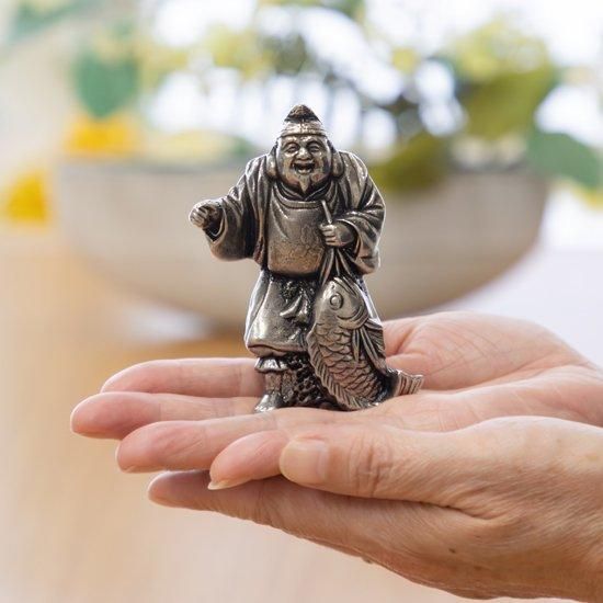 錫 置物 七福神 恵比寿・大黒・布袋 3体セット 黒漆加工 [No.194-1-2-3