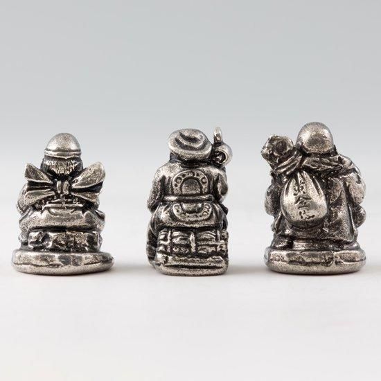 錫 置物 七福神 恵比寿・大黒・布袋 3体セット 黒漆加工 [No.190-1-2-3