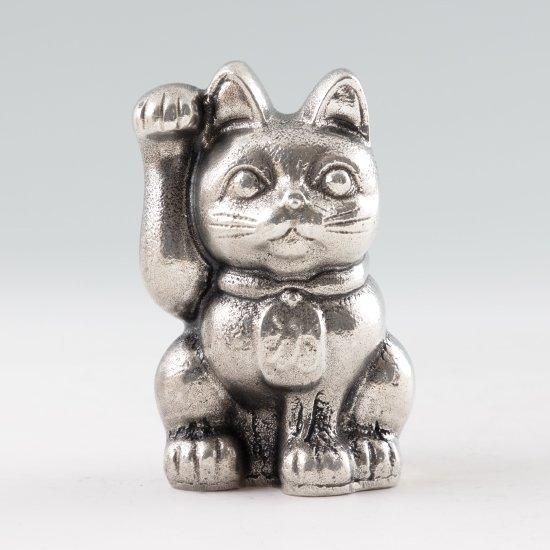 錫 置物 招き猫 黒漆加工 [No.181C-1]｜薩摩錫器工芸館