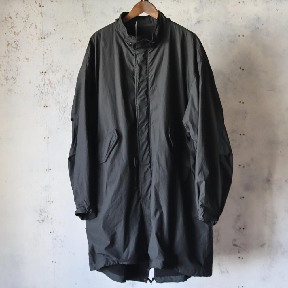 COMOLI コットンナイロン ミリタリーフーデッドコート(Black) - DIMPLE