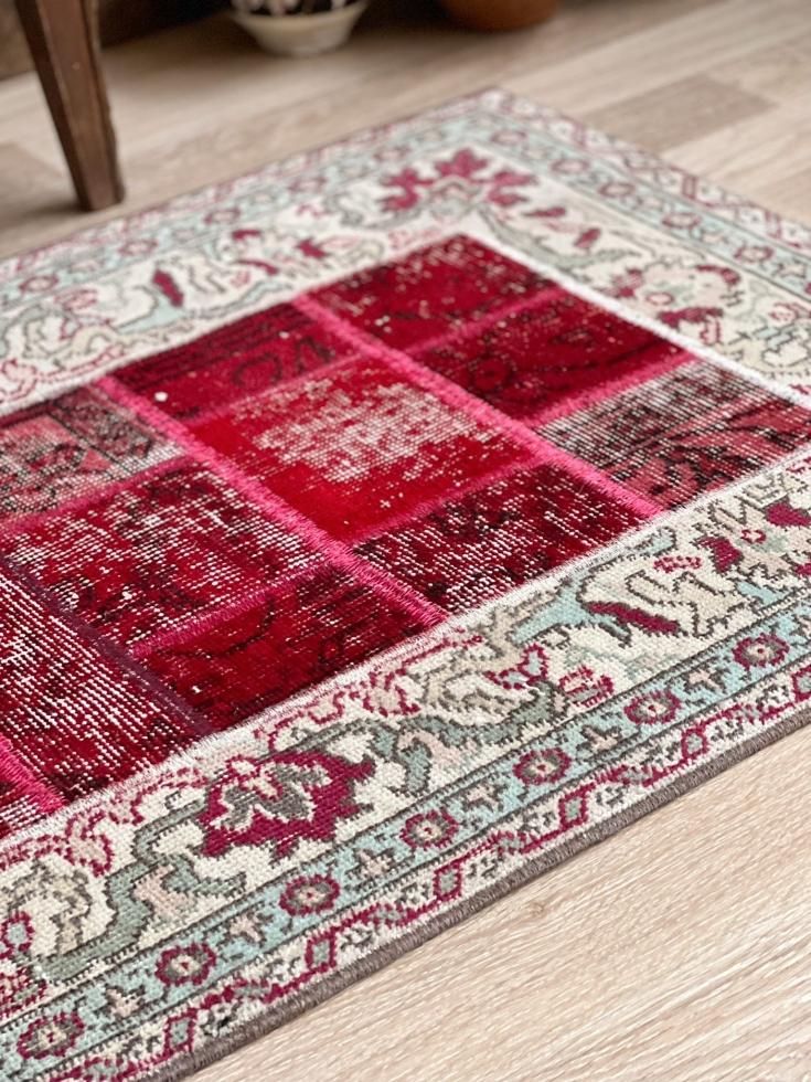 116.5×213.5オーバーダイ ワンカラー赤ステッチ トルコヴィンテージ