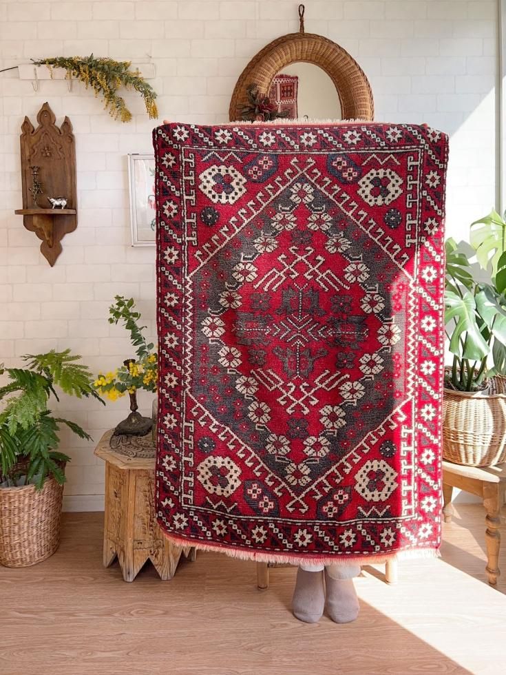 ヴィンテージターキッシュラグ オーバーダイラグ トルコラグ