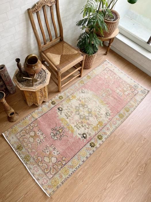 Jessica】くすみベージュとターコイズのトルコラグNo.709 Jessica