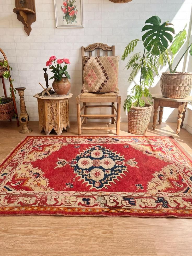 貴重／クラシカル116×211キャラメルココアリッチトルコヴィンテージラグ