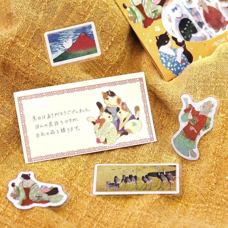 フレークシール】箔押し 「Nyapanese Art NEKO」 全4種類 - BGM ONLINE