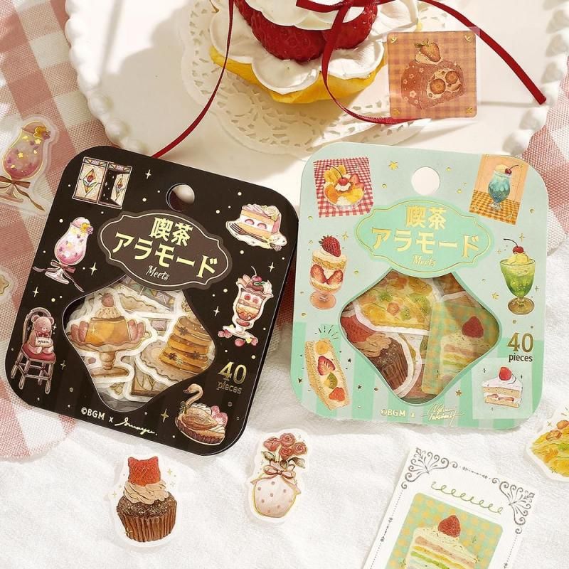 販路限定 【フレークシール】箔押し 喫茶アラモード 花開く白昼夢