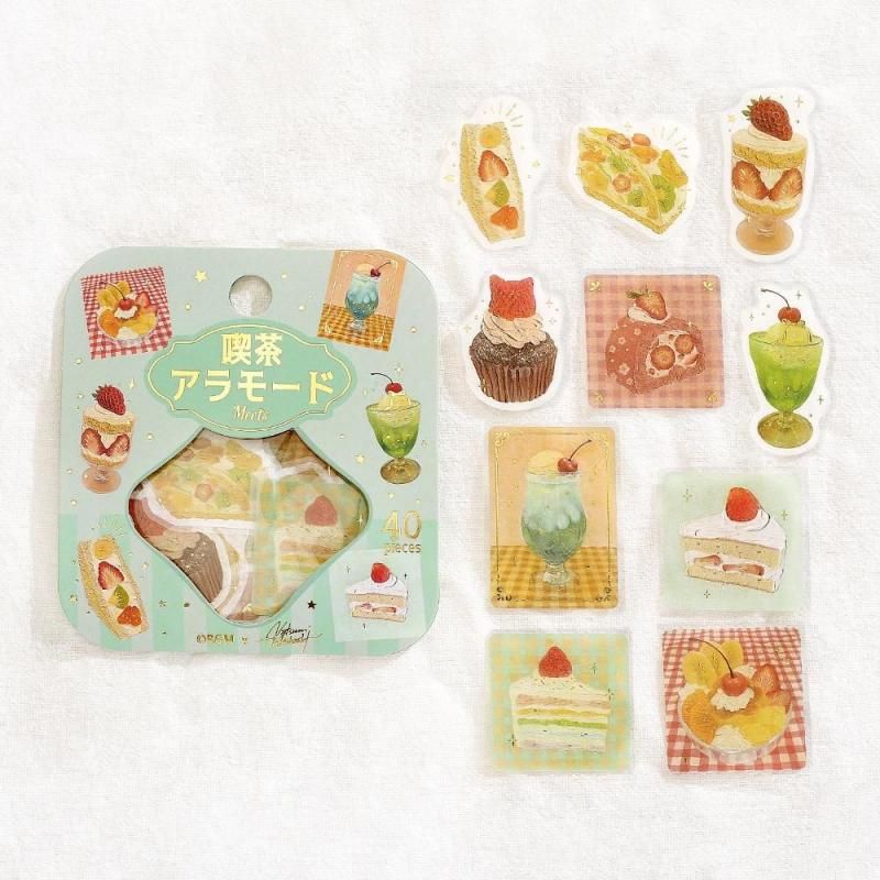 販路限定 【フレークシール】箔押し 喫茶アラモード 花開く白昼夢