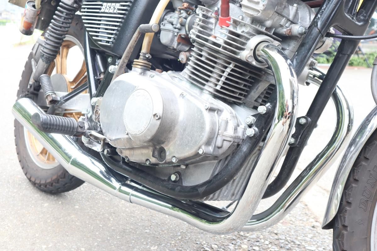 GS400 フレンズ管3 メッキ アルミフランジ 三枚蓋サイレンサー ステー