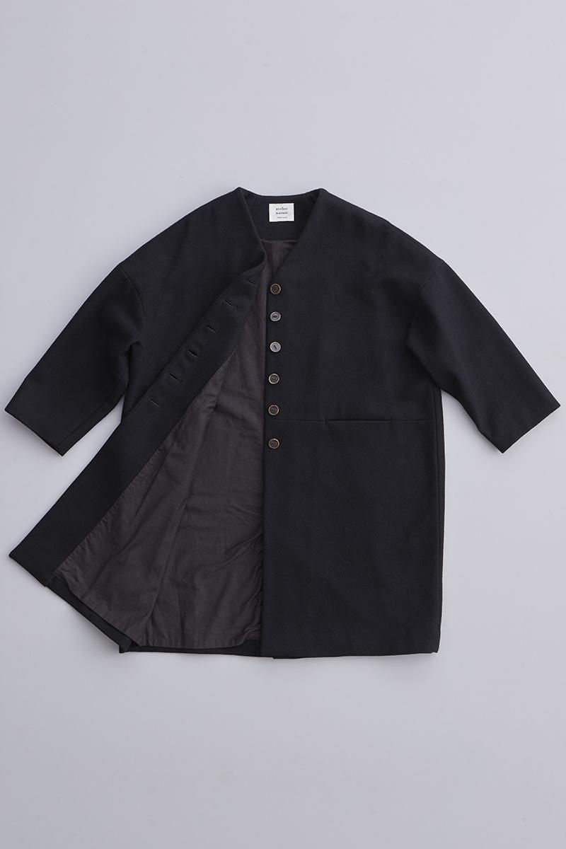 melton wool cocoon coat / black - atelier naruse｜Online store｜the an