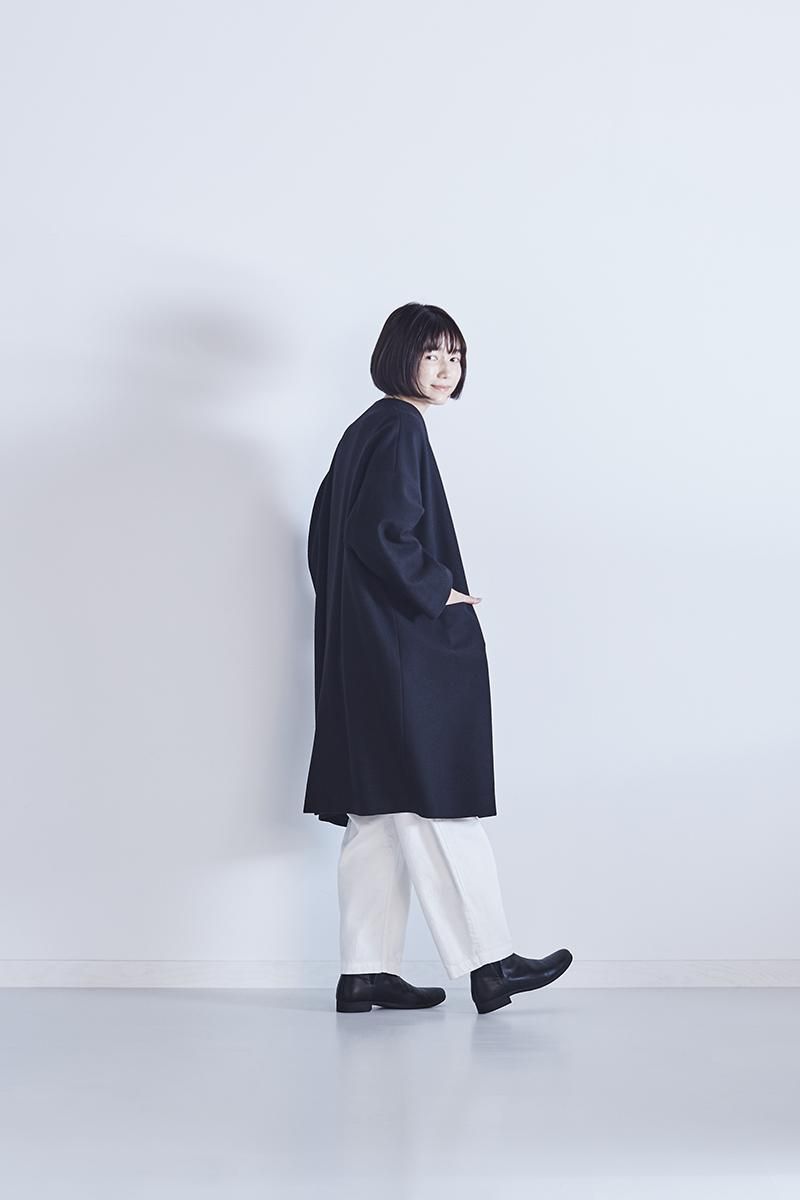 melton wool cocoon coat / black - atelier naruse｜Online store｜the an